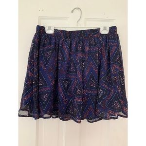 Blue printed mini skirt